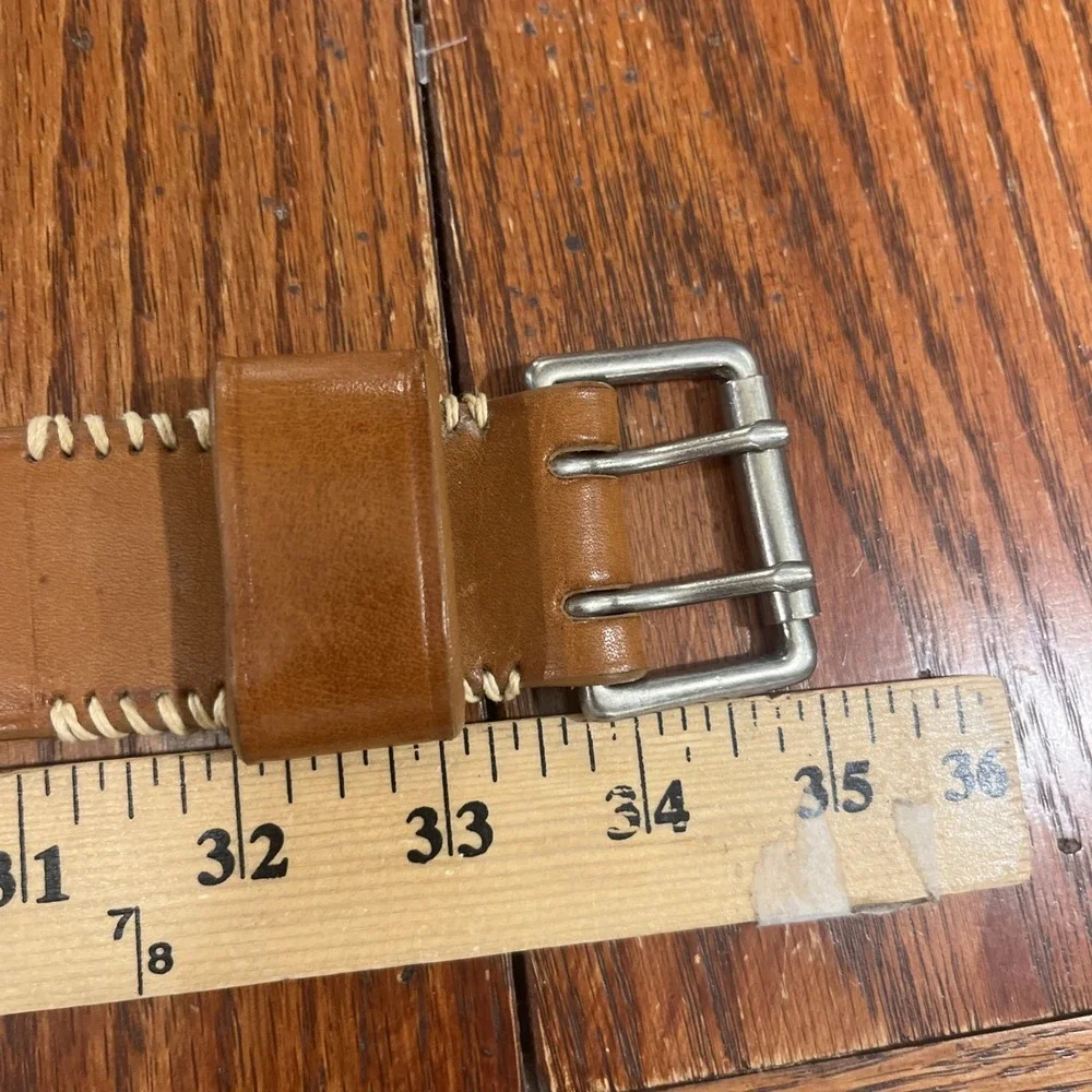 Armani Jeans Made in‎ USA cowboy style braided leather belt tan